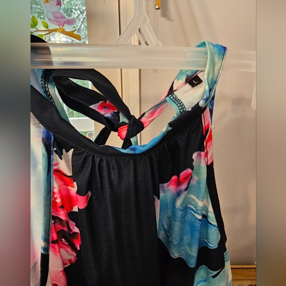 Colorful Blue Halter Dress - Picture 3 of 6